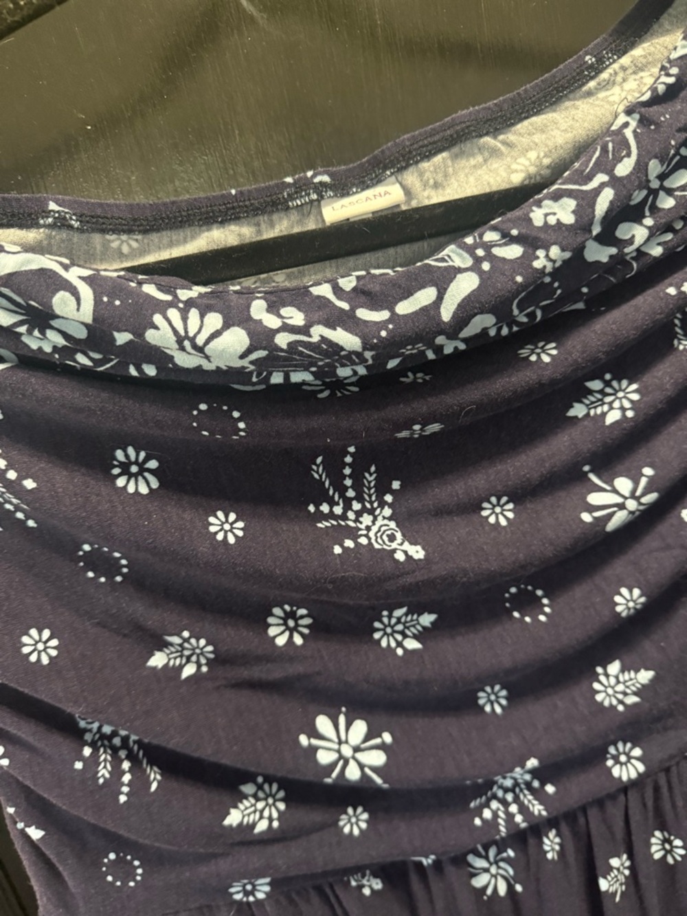Navy Strapless Printed Maxi Dress - Picture 3 of 6